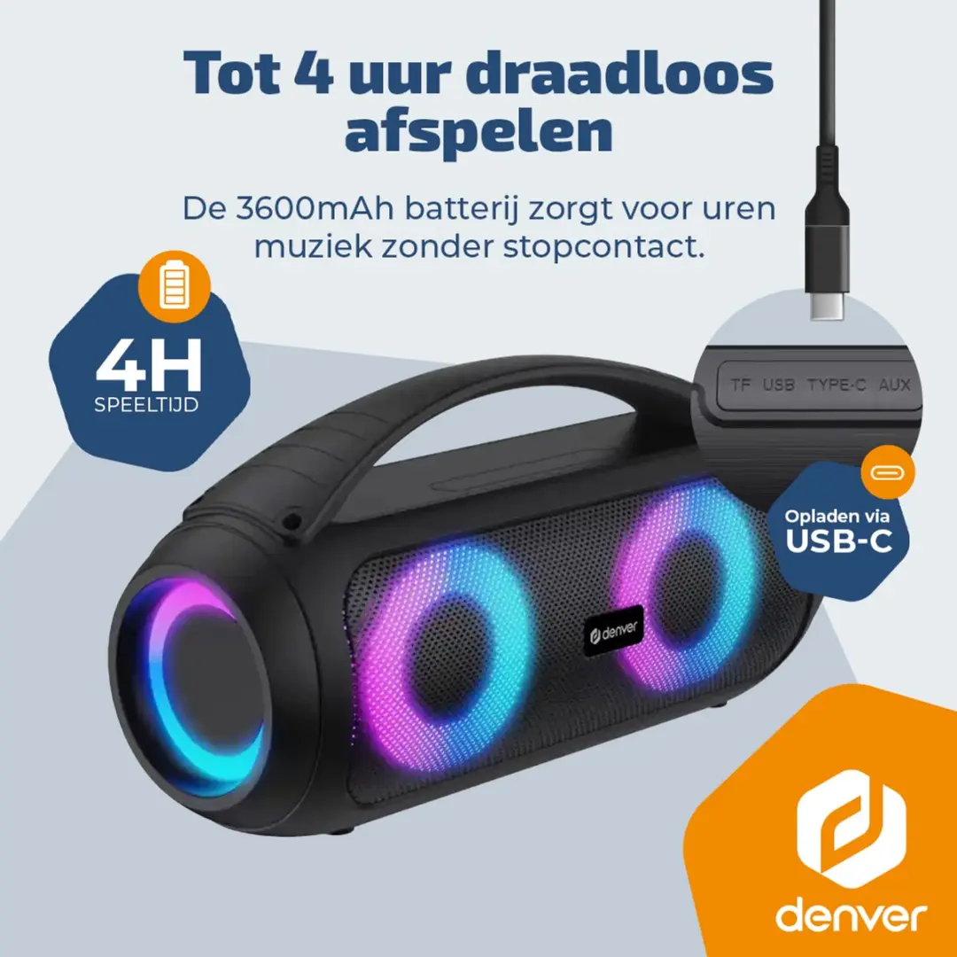 Denver BTG618 Bluetooth Speaker - 200W - Zwart