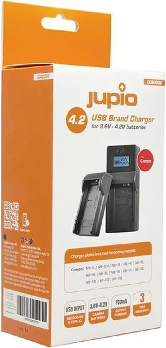 Jupio USB Brand Charger Kit Canon 8719743931213 - Zwart