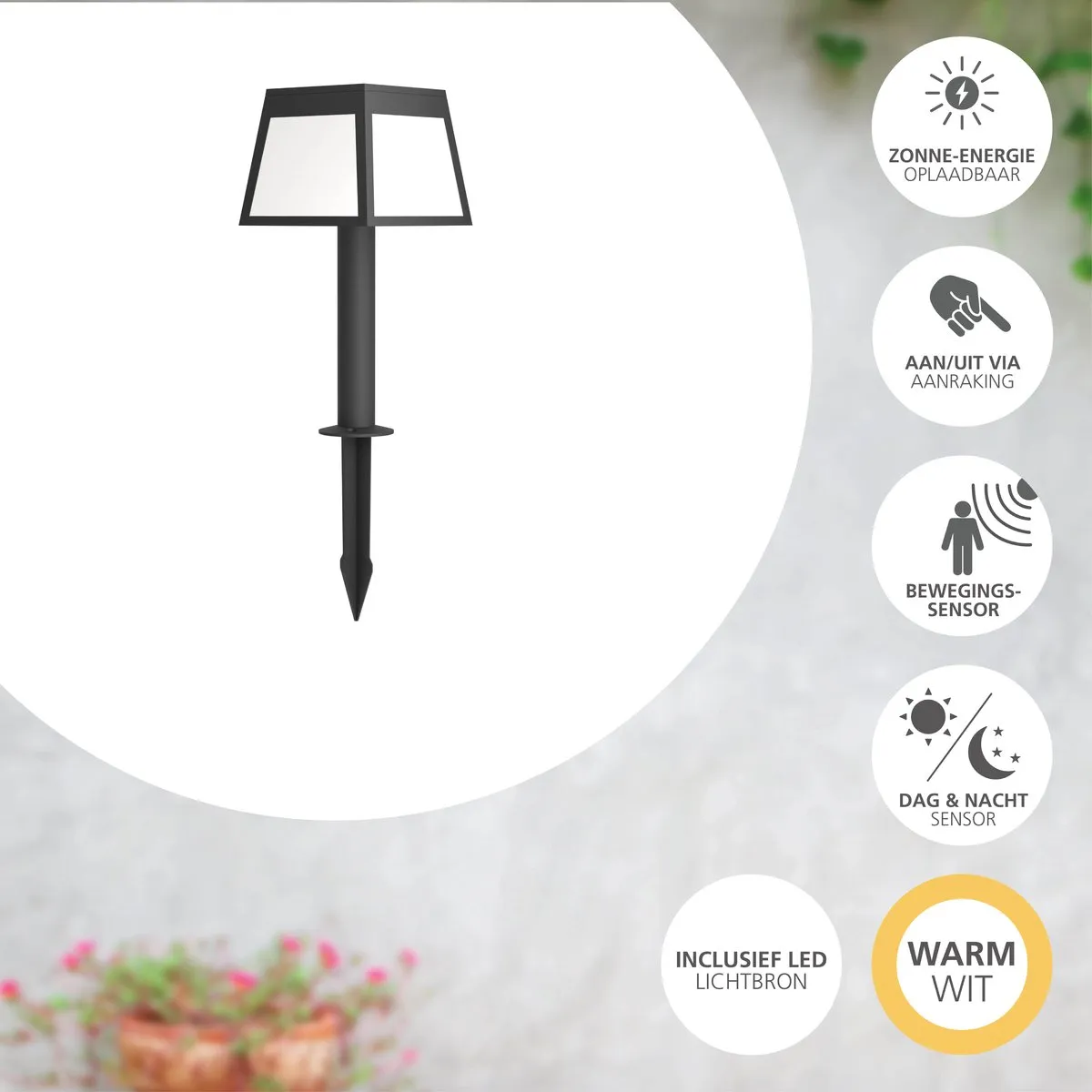 Eglo Altilia Solar Priklamp - Zwart/Wit