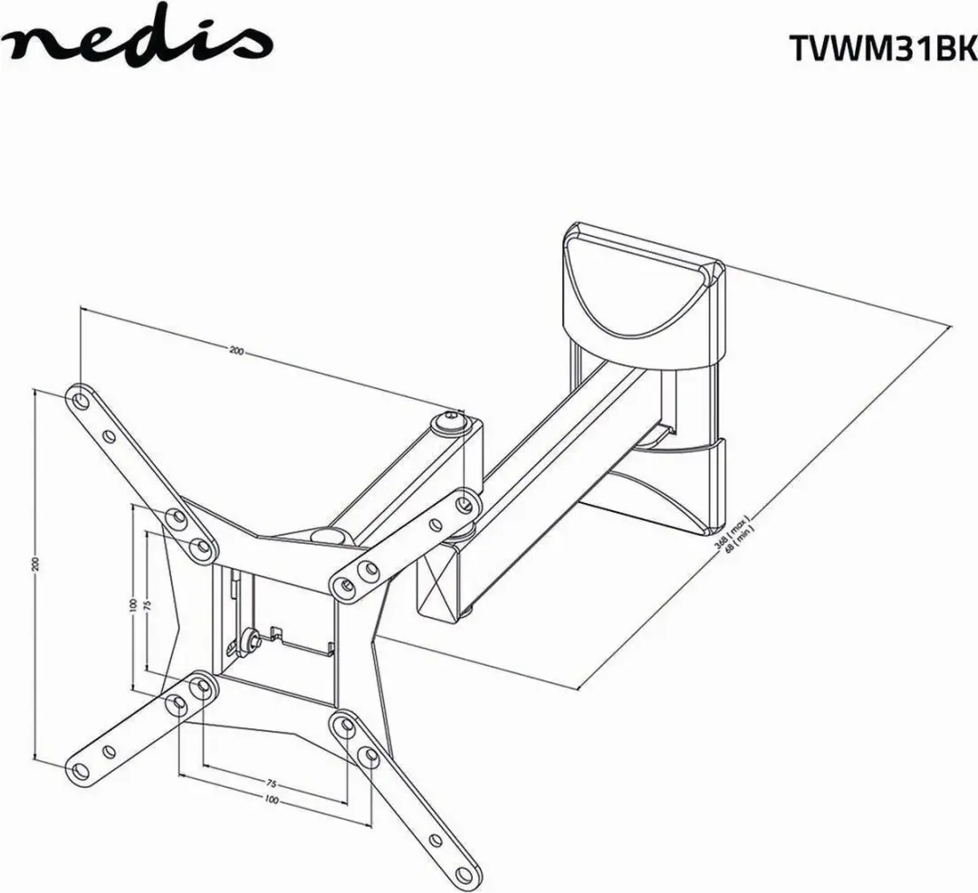 Nedis TVWM31BK TV-Muurbeugel - 32" - 30 kg - Zwart
