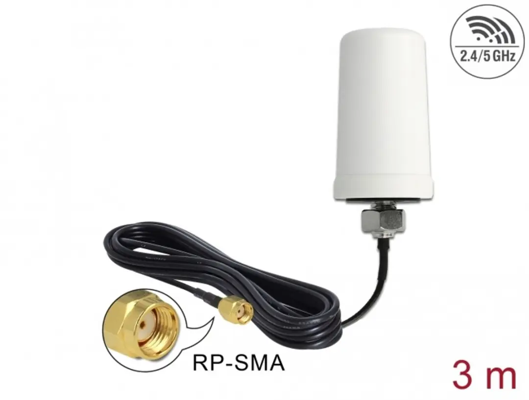 Delock WLAN-antenne RP-SMA 802.11 AC/A/H/B/G/N 3m