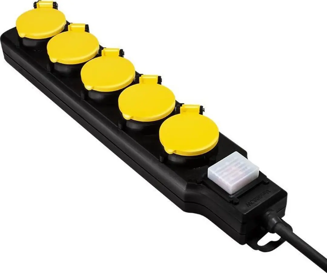 Logilink LPS255 Power Uitbreiding 5x AC - 1,5m - Zwart/Geel