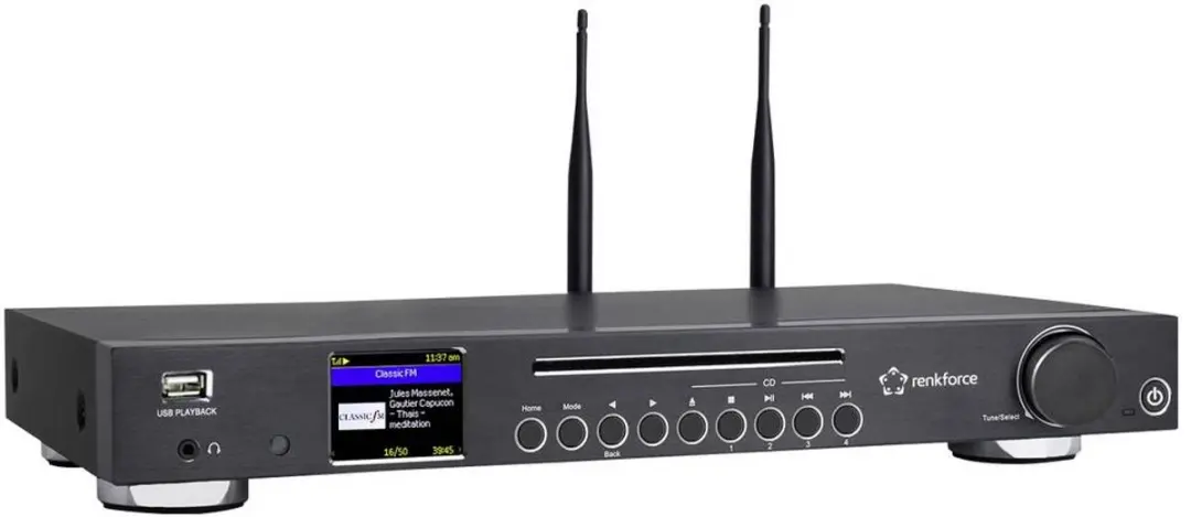 Renkforce RF-6748346 Internetradio CD-speler - DAB+ FM Bluetooth WiFi - Zwart