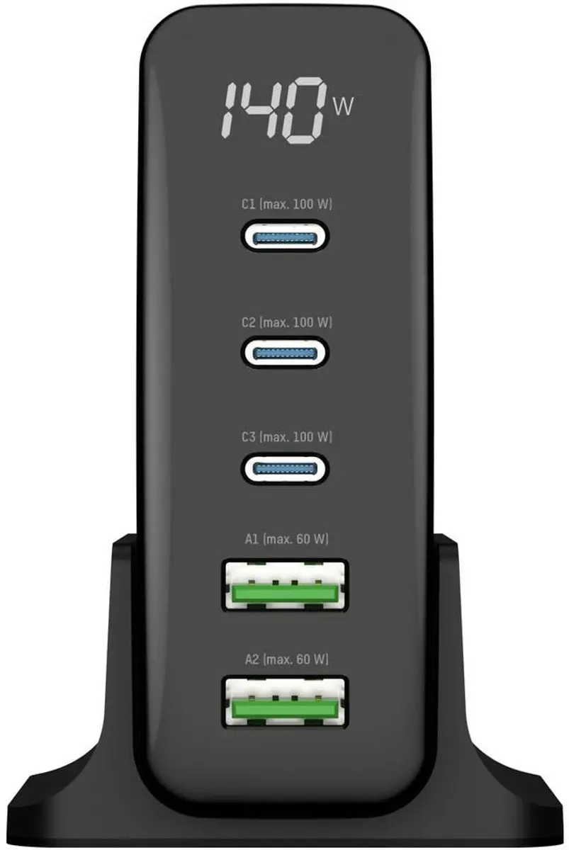 Ansmann USB-lader Desktop 140W DC5140PD - 5 Outputs - Zwart