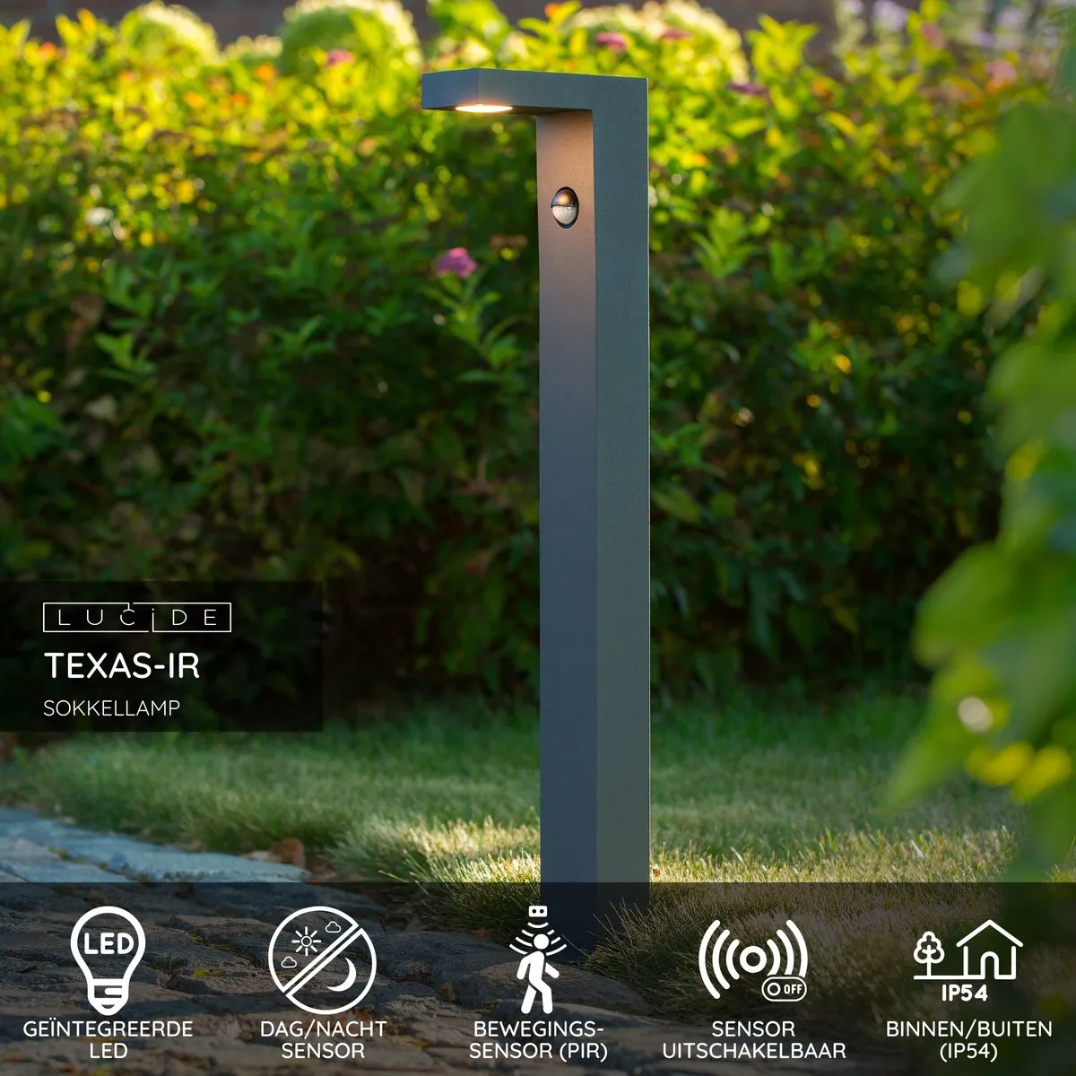 Lucide Texas-IR Sokkellamp LED 7W - Antraciet