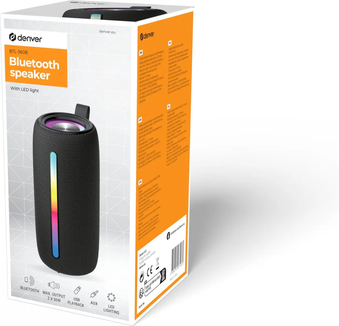 Denver BTL360 Draadloze Bluetooth Speaker - 100W - Zwart