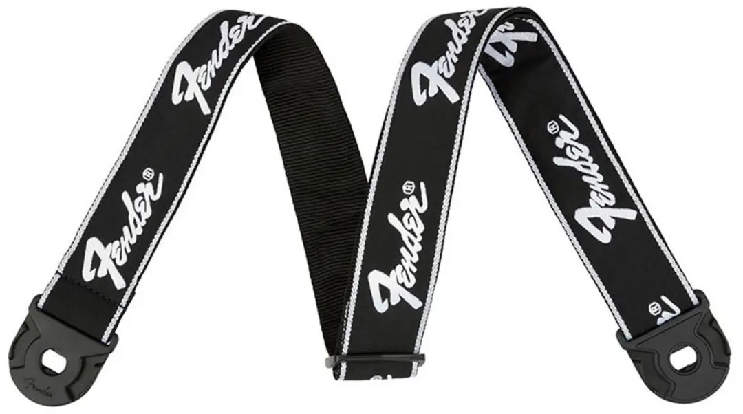 Fender Quick Grip Gitaarband Running Logo - Zwart/Wit