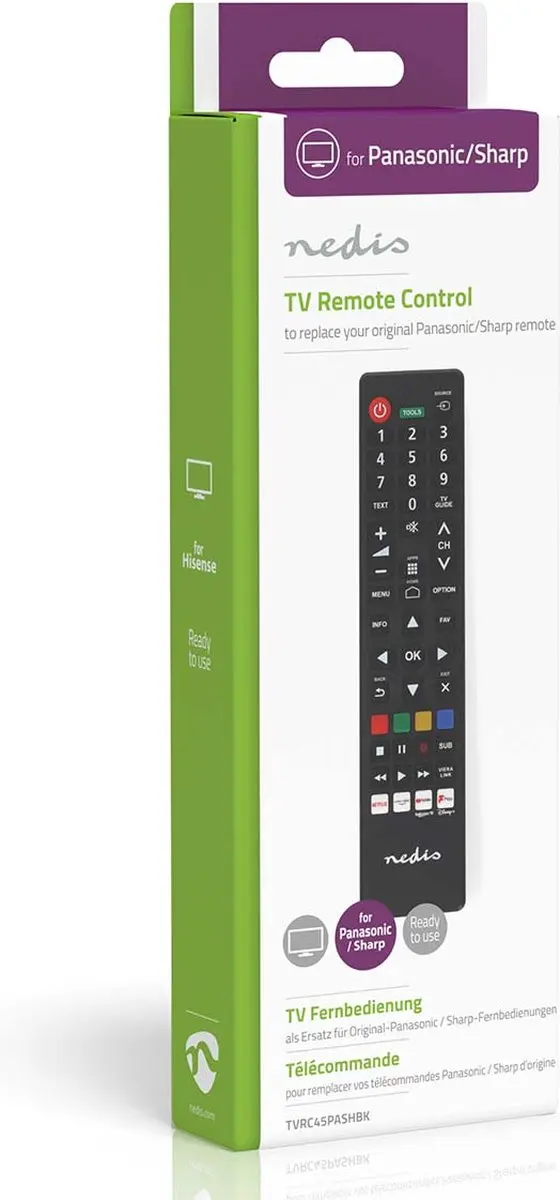 Nedis TVRC45PASHBK Vervangende Afstandsbediening - Zwart