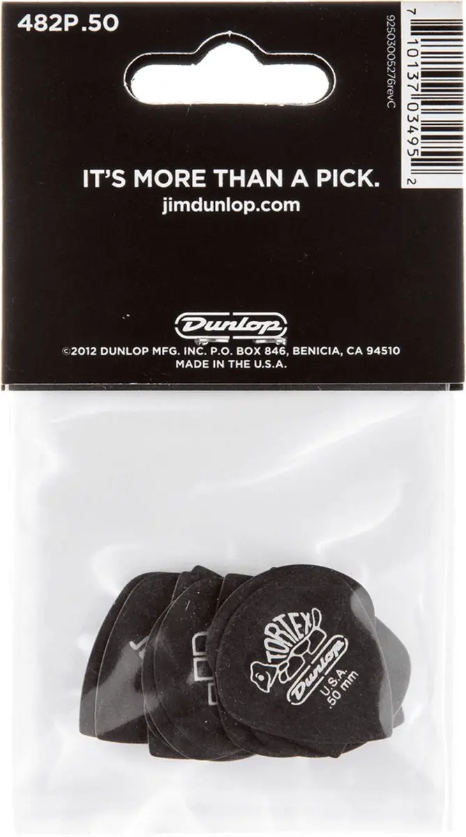 Dunlop Tortex Pitch Jazz Picks 0,50mm - 12 Stuks - Zwart