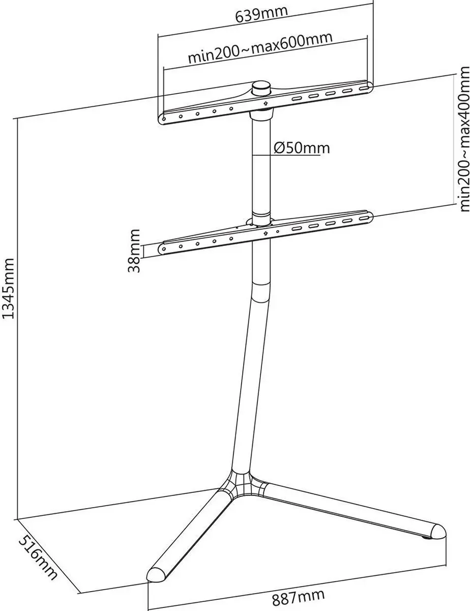 Nedis TVSM5250BK Vloerstandaard 70" - 40kg - Zwart