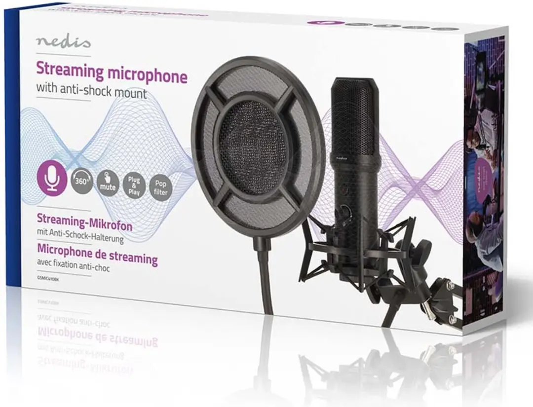 Nedis GSMIC410BK Streamingmicrofoon - USB - Zwart