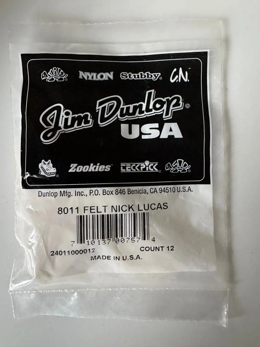 Dunlop Vilten Plectrum Nick Lucas - 12 Stuks - Wit