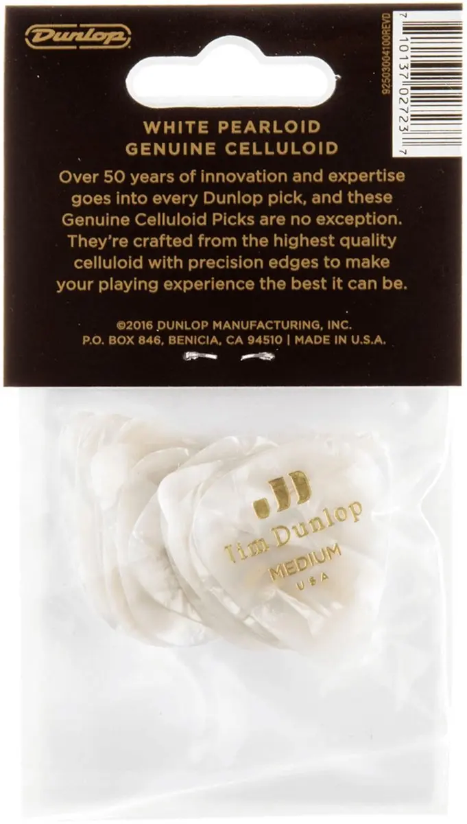 Dunlop Genuine Plektrum Medium Pearl Wit - 12 Stuks