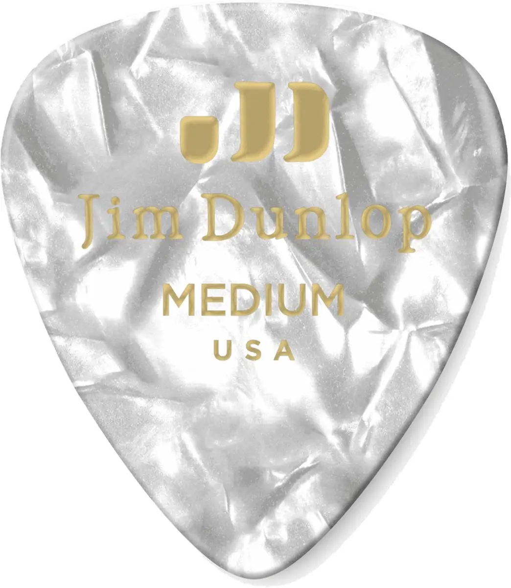 Dunlop Genuine Plektrum Medium Pearl Wit - 12 Stuks