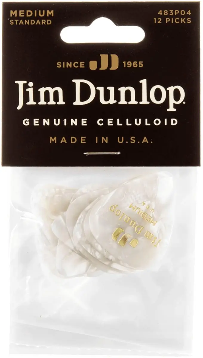 Dunlop Genuine Plektrum Medium Pearl Wit - 12 Stuks