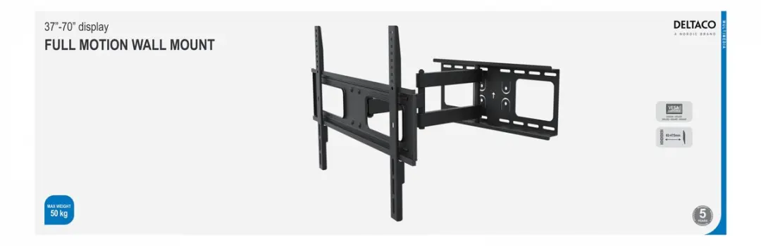 Deltaco ARM-460 Universele TV Beugel - 37-70" - Max 50kg - Zwart