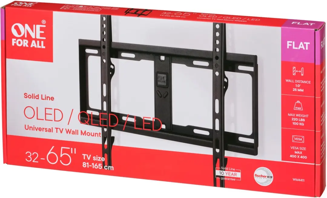 One For All WM4411 VESA Muurbeugel - 32-65" - Max 100kg - Zwart - afbeelding 6 van 6