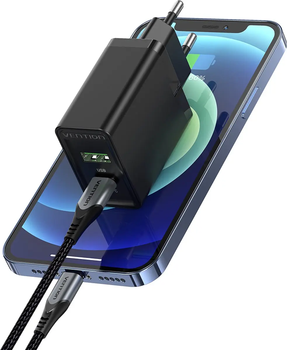 Vention FBBB0-EU Universele Oplader 20W - 2x USB - Zwart