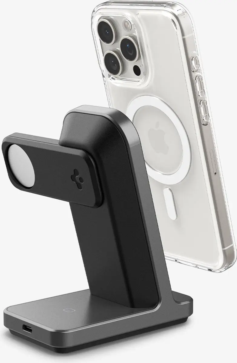 Spigen OneTap Pro AMP06527 Oplaadstation - 15W - Zwart