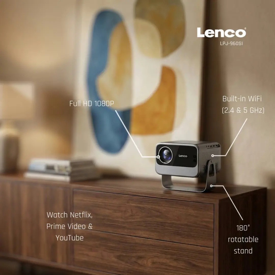 Lenco LPJ-960SI Full HD Beamer - 300 ANSI Lumen - Zilver