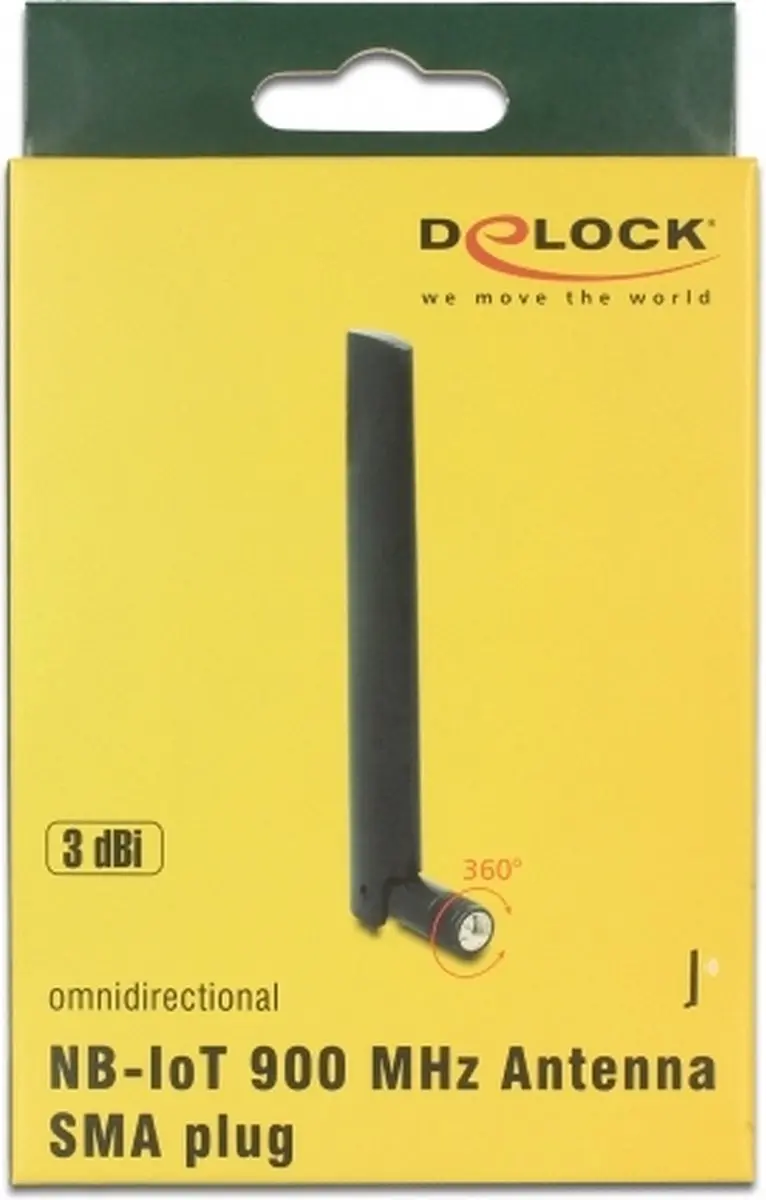 Delock NB-IoT 900MHz Antenne SMA 3dBi - Zwart - afbeelding 2 van 2