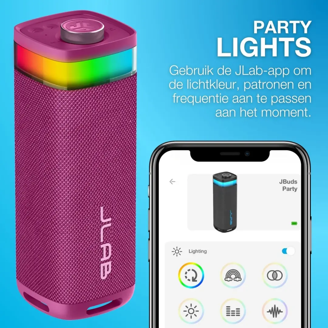 JLab Jbuds IEUSBJBUDSRMUL62 Draadloze Speaker - 30W - 12u Batterij - Roze