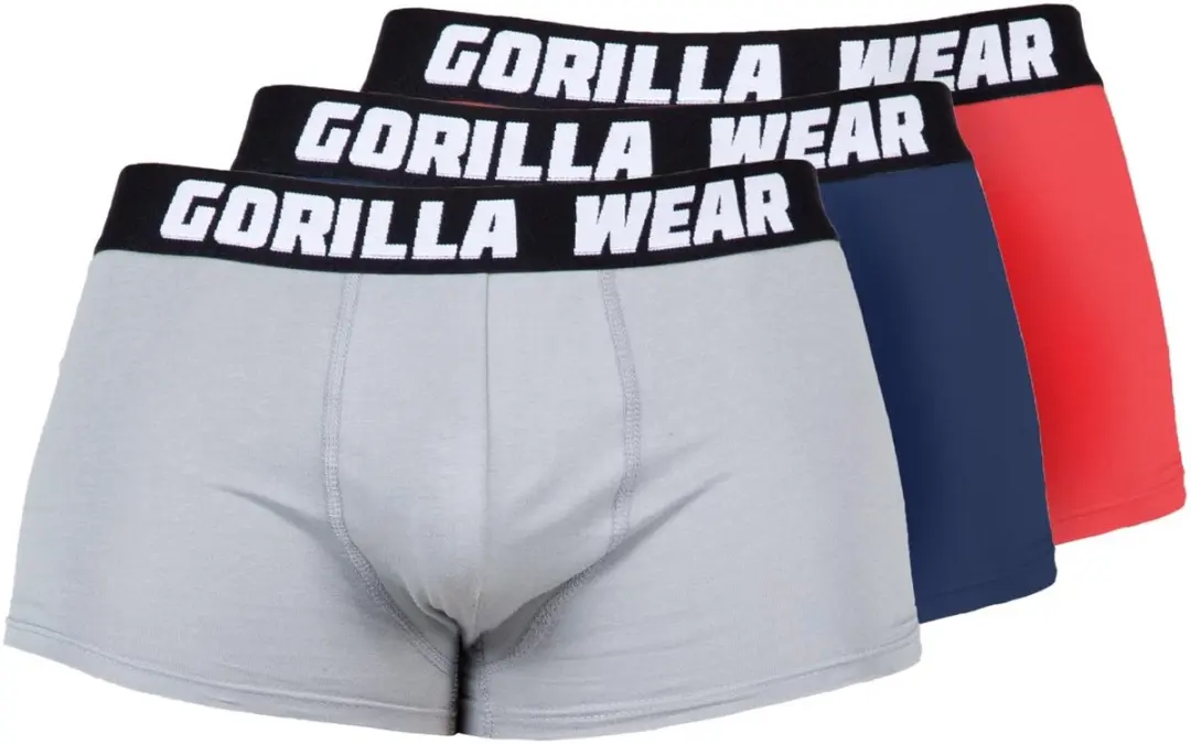 Gorilla Wear Boxershorts 3-Pack - 2XL - Grijs/Blauw/Rood