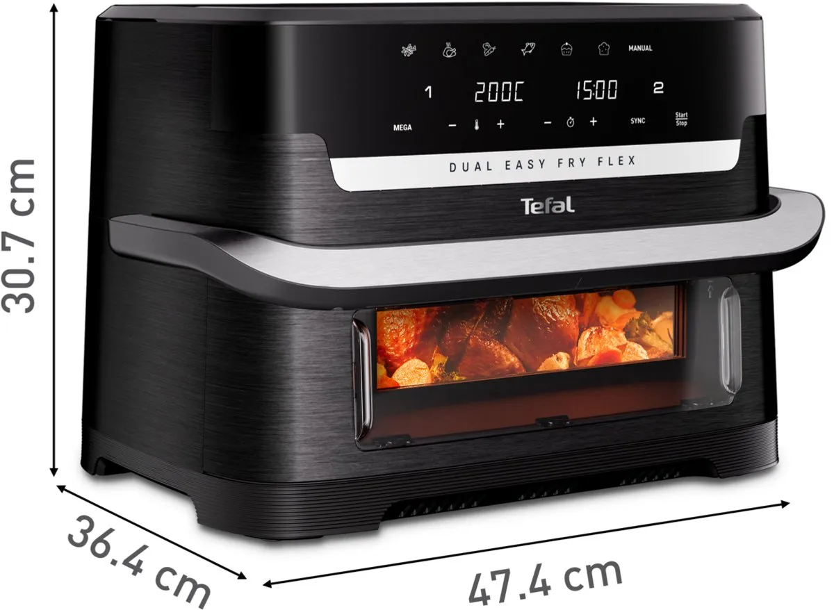 Tefal Dual Easy Fry Flex EY9228 Airfryer 9L - Zwart - afbeelding 6 van 6