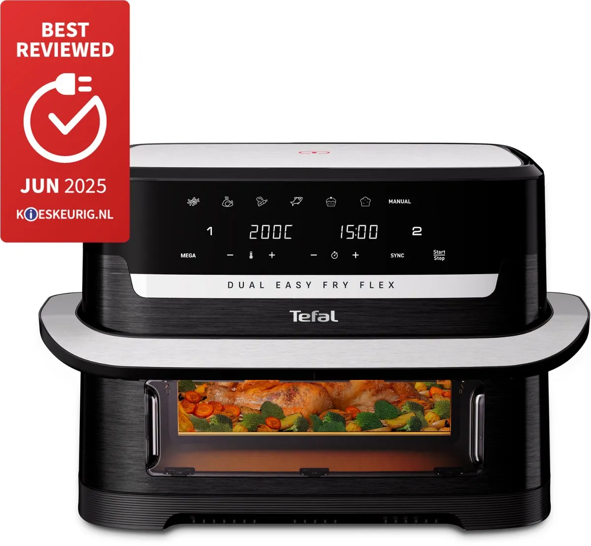 Tefal Dual Easy Fry Flex EY9228 Airfryer 9L - Zwart