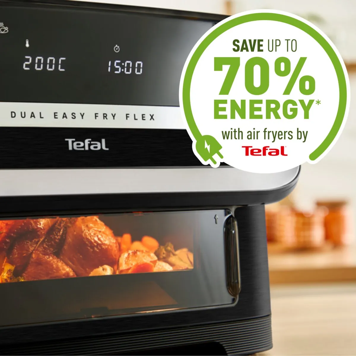 Tefal Dual Easy Fry Flex EY9228 Airfryer 9L - Zwart