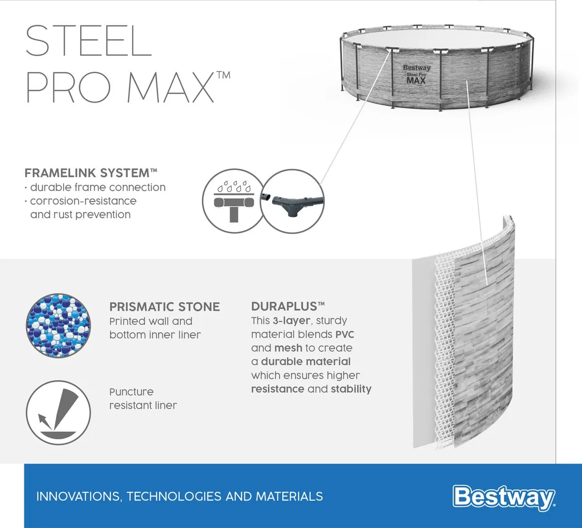 Bestway Steel Pro MAX 427x122cm Opzetzwembad - 15.232L - Grijs