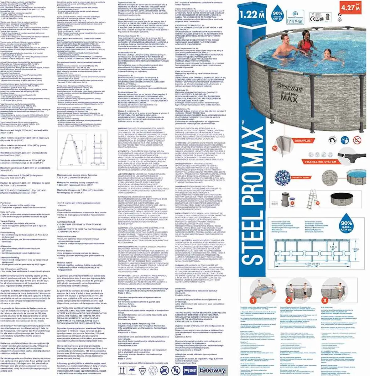 Bestway Steel Pro MAX 427x122cm Opzetzwembad - 15.232L - Grijs - afbeelding 6 van 6