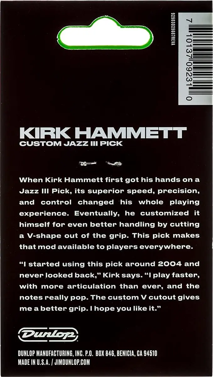 Dunlop 47PKH3N Kirk Hammett Jazz Plectrum - 1,5 mm - Groen