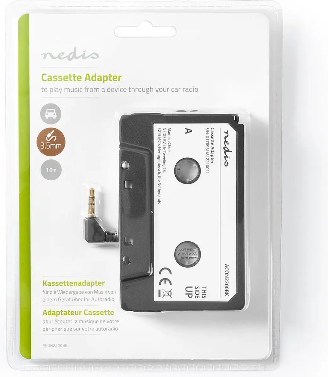 Nedis AUX Cassette-Adapter ACON2200BK - 1m - Zwart