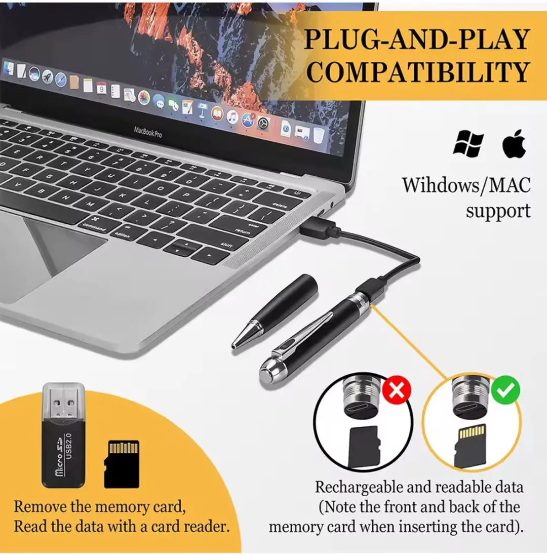 RedParrot Spy Pen - Voice Recorder 32GB - Zwart