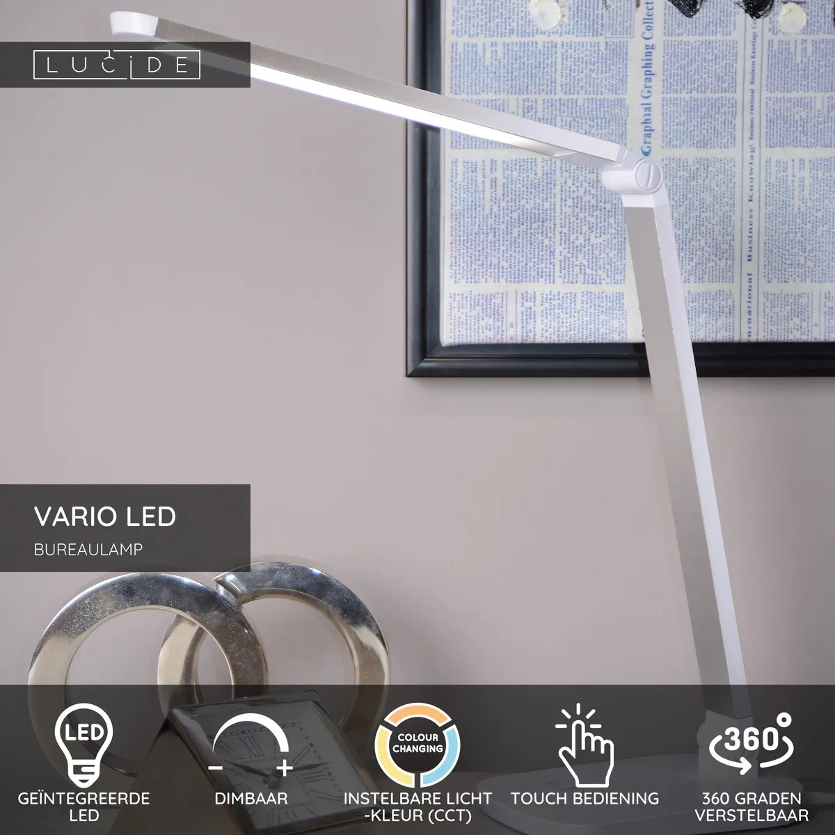 Lucide VARIO LED Bureaulamp 8W - Wit