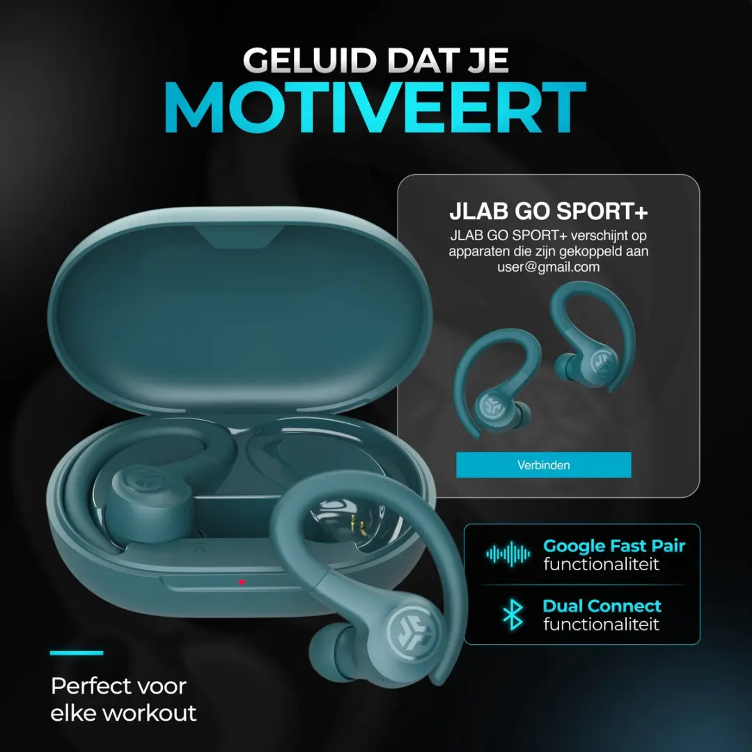 JLab Go Sport IEUEBGAIRSPRTRTEL124 Draadloze Oordopjes - 35u - IP55 - Teal