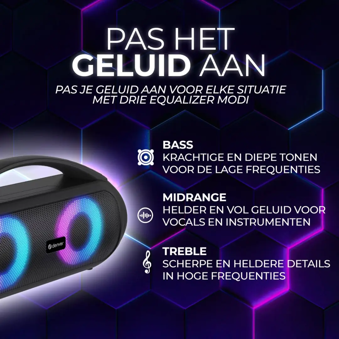 Denver BTG616 Draadloze Bluetooth Speaker - 200W - Zwart
