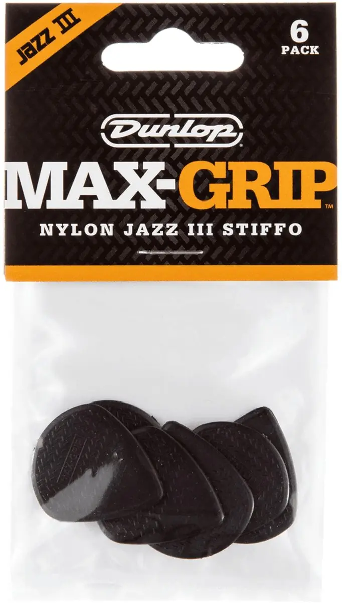 Dunlop Max Grip Nylon Jazz III Plectrum - 6 Stuks Zwart