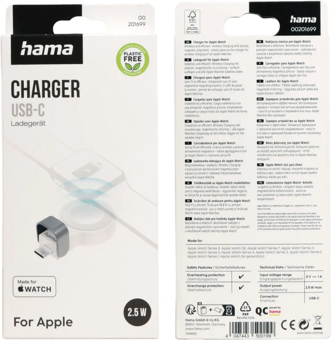Hama 00201699 Apple Watch Oplader - MagSafe - Wit