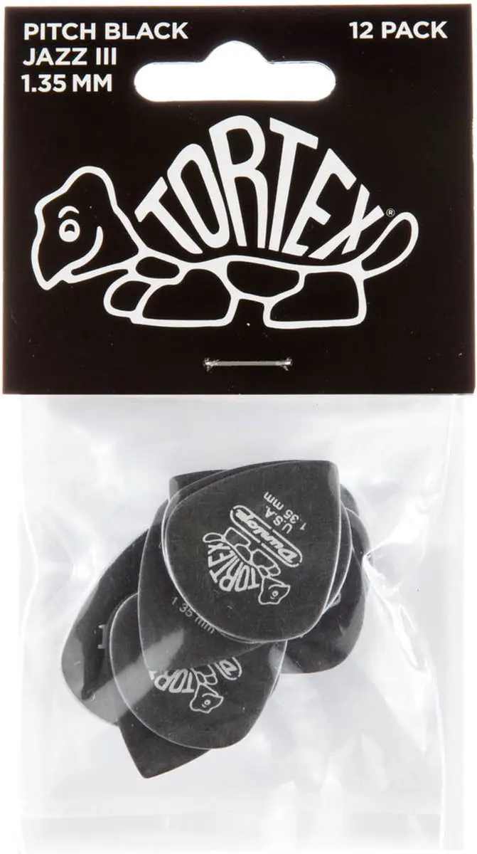 Dunlop Tortex Jazz III Pitch Black Plectrums
