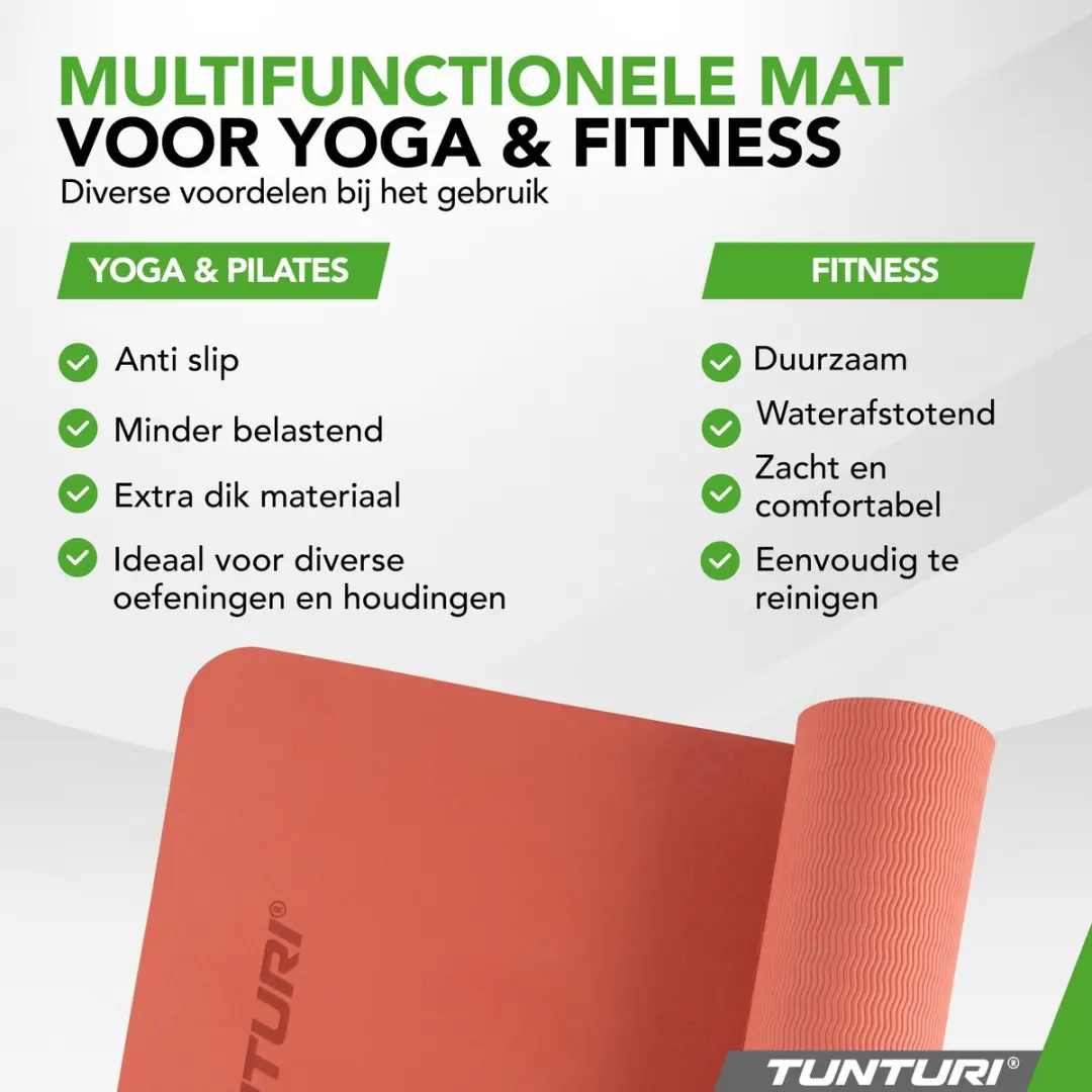 Tunturi Yoga Mat 8mm - 183x61cm - Rosé Goud - afbeelding 6 van 6