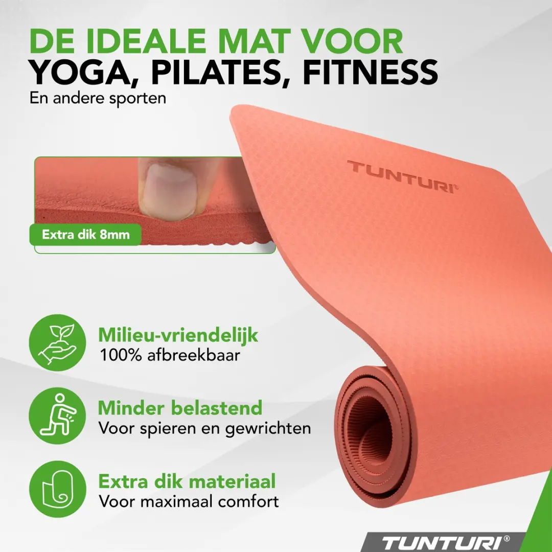 Tunturi Yoga Mat 8mm - 183x61cm - Rosé Goud