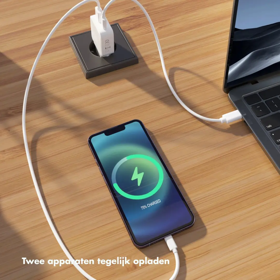 Accezz Ultra Slim GaN Oplader 45W - USB-C + USB-A - Wit