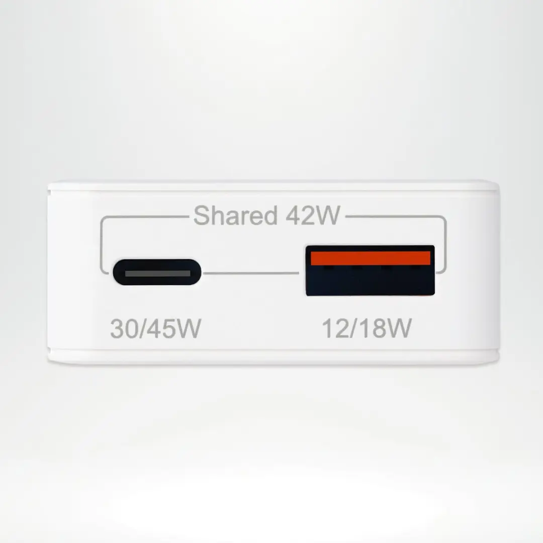 Accezz Ultra Slim GaN Oplader 45W - USB-C + USB-A - Wit