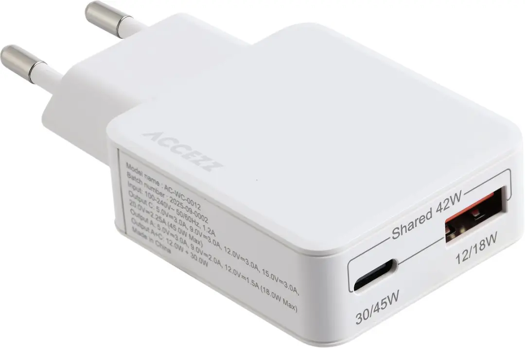 Accezz Ultra Slim GaN Oplader 45W