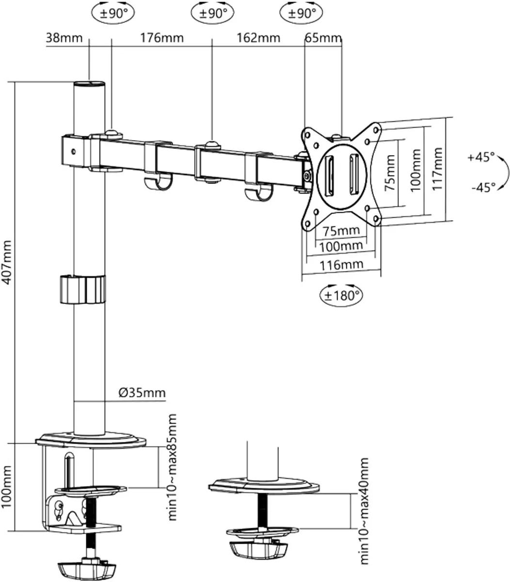 Logilink BP0171 Monitorarm 376mm