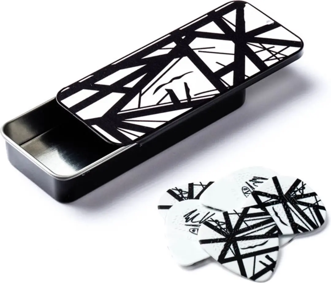 Dunlop EVH PT03 Plectrumset - 6 Stuks - Wit met zwarte strepen