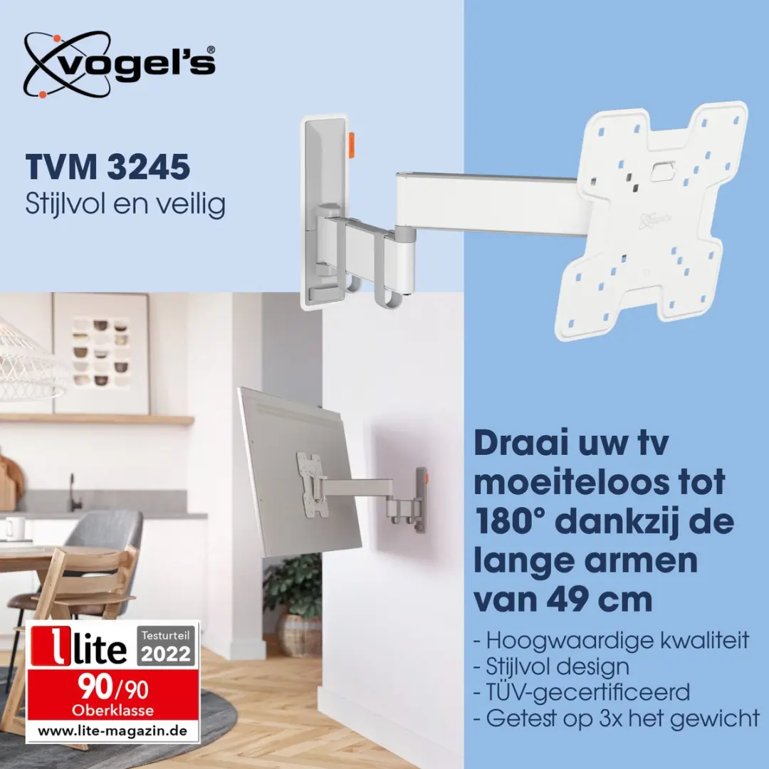 Vogel's COMFORT TVM 3245 TV-Beugel 19-43" - Wit - 15kg - VESA 200x200