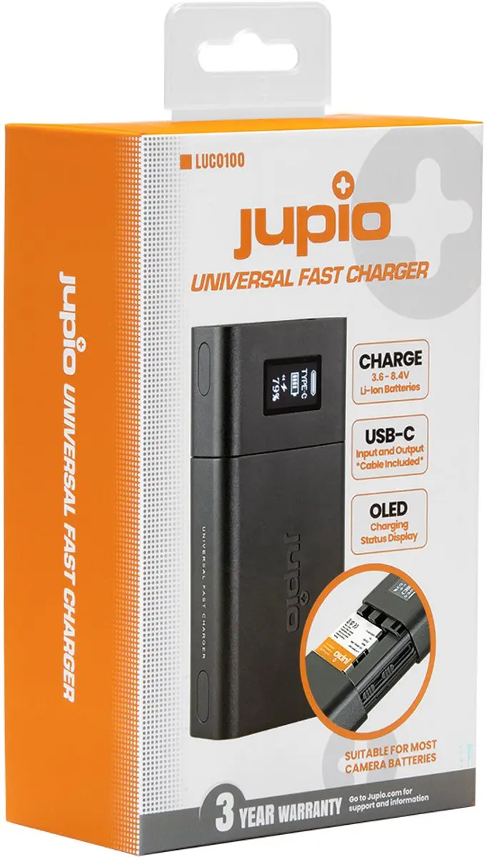 Jupio LUC0100 USB-C Universele Cameraoplader - Zwart